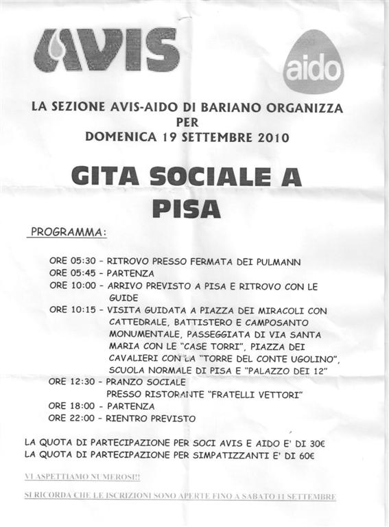 GITA SOCIALE AVIS-AIDO 2010 A PISA